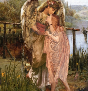 Angel hugging child
